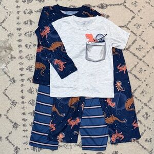 Carter's Navy, Heather Gray & Orange Dinosaur Space Pajama Set